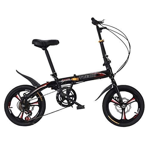 Folding Bike : ZDXC 16 Inch Folding Bike, Lightweight Mini Small Portable Bicycle Adult Student Folding 6 Speed Bicycle Male and Female Bicycle City Bicycle
