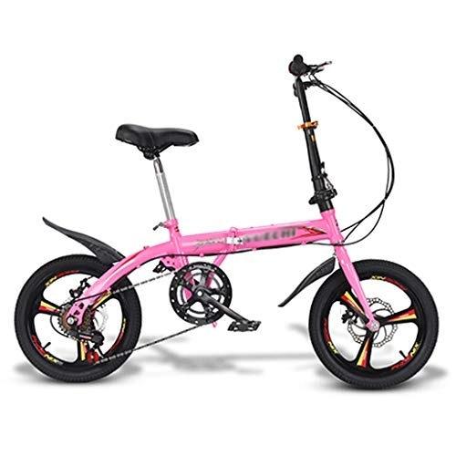 Folding Bike : ZDXC 16 Inches Folding Bike Adults Lightweight Outroad Mountain Bike with Double Disc Brakes, Portable ​​City Mini Compact Bicycle Student Ride Bike for Men Women Children