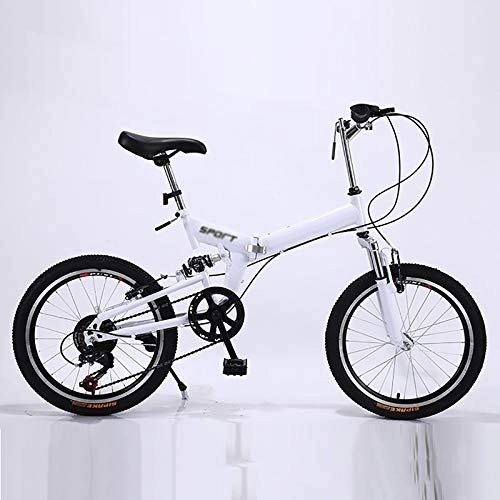 Folding Bike : ZDXC 20 Inch Folding Variable Speed Bike - Adult Student Folding Car Men And Women Bicycle Damping Bicycle (Color : Blue, Black, White)