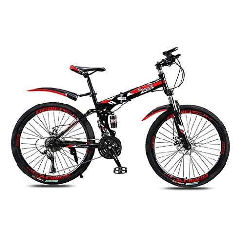 Folding Bike : ZDZXC Folding Bike Full Suspension MTB Bikes 26in 21 Speed Bicycle Road Bike with Intelligent Variable Speed Control System Tire Wear and Cushioning