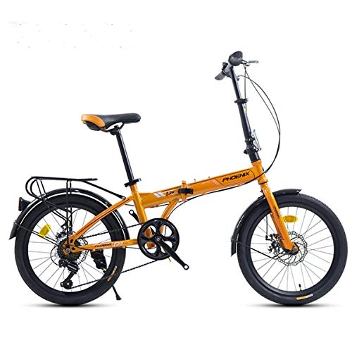 Folding Bike : ZDZXCMW Foldable Bicycle 20 Inch Speed Car Folding Bike Adjustable Seat Adult Male And Female Ultralight Portable Folding Frame Safe And Reliable, yellow