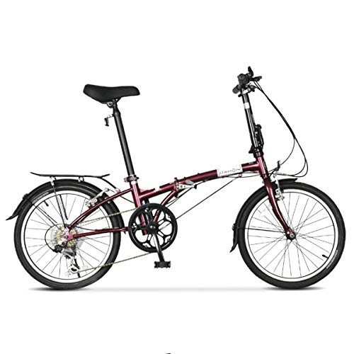 Folding Bike : ZDZXCMW Speed Folding Bicycle Portable 20 Inch Variable Road Mountain Bike Adult Men And Women Try Leisure Commuter Bicycle Safe And Portable, Red