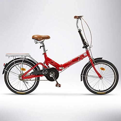 Folding Bike : ZEIYUQI 20 Inch Folding Bike Mens Road Bikes Suitable for Work, Outdoor Riding, red, Single speed A