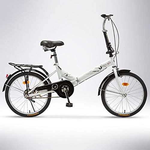 Folding Bike : ZEIYUQI Adult Folding Bike 20 Inch with Basket Variable Speed Road Bike Suitable for Work, Outdoor Riding, Family Picnic, white, variable speed A