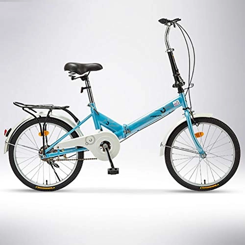 Folding Bike : ZEIYUQI Bicycle for Women 20 Inch Foldable Ladies Bicycles Variable Speed Road Bike Suitable for Outdoor Riding, blue, Single speed A