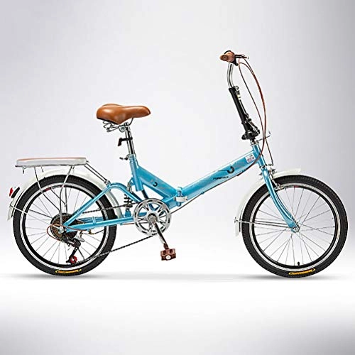 Folding Bike : ZEIYUQI Folding Bikes for Adults 20 Inch Ladies Light Variable Speed Bicycle Unisex Suitable for Work, Outdoor Riding, blue, variable speed A