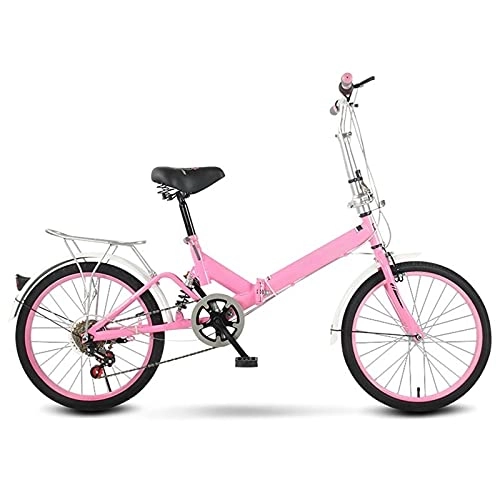 Folding Bike : ZHANGAIGUO 26 Inch Folding Bicycle, Women'S Light Work Adult Ultra Light Variable Speed Portable Adult Small Student Male Bicycle Folding Carrier Bicycle Bike (Color : Pink)