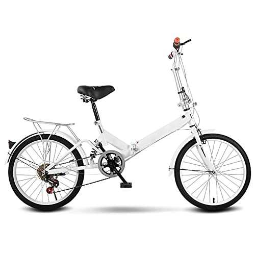 Folding Bike : ZHANGAIGUO 26 Inch Folding Bicycle, Women'S Light Work Adult Ultra Light Variable Speed Portable Adult Small Student Male Bicycle Folding Carrier Bicycle Bike (Color : White)