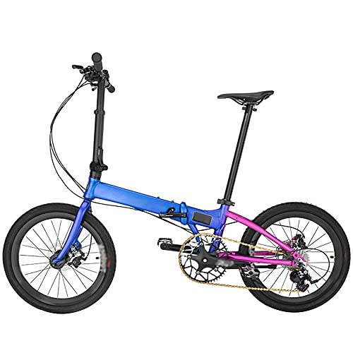 Folding Bike : ZHANGOO Mountain Bike Blue Purple Bicycle 20 Inches Folding Bike Anti-skid And Wear Resistant Tires, High Carbon Steel Frame And Comfortable Seat，