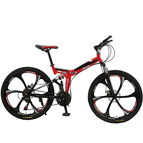 Folding Bike : Zhangxiaowei Bicycles Overdrive Hardtail Mountain Bike Foldable Bicycle 26" Wheel 21 / 24 Speed Red, 24 speed