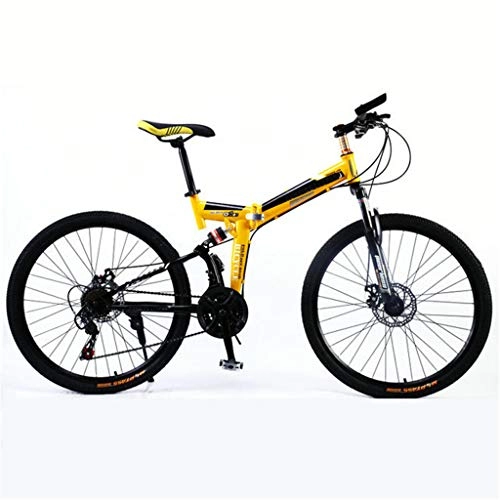 Folding Bike : Zhangxiaowei Mens Mountain Folding Bike Adults, 26-Inch Wheels, 17.5-Inch / Medium Aluminum Frame, Dual-Suspension, Mechanical Disc Brakes, 21 speed