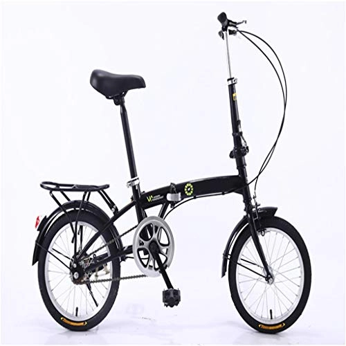 Folding Bike : Zhangxiaowei Ultralight Portable Folding Bicycle for Children Men And Women Lightweight Aluminum Frame Fold Bike16-Inch, Black