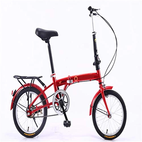 Folding Bike : Zhangxiaowei Ultralight Portable Folding Bicycle for Children Men And Women Lightweight Aluminum Frame Fold Bike16-Inch, Red
