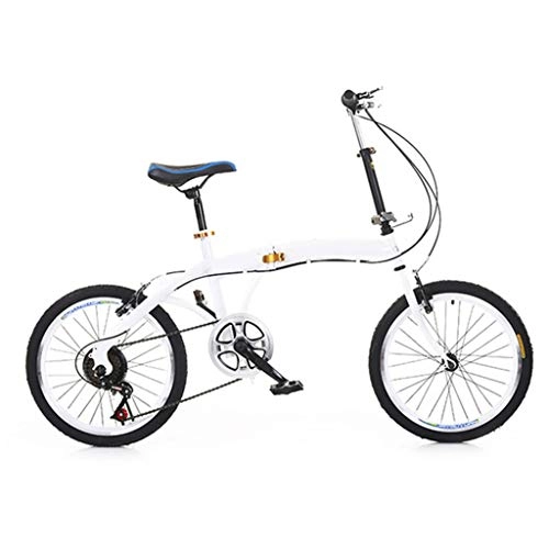 Folding Bike : Zhangxiaowei Ultralight Portable Folding Bicycle for Children Men And Women Lightweight Steel Frame Fold Bike20 Inch, White