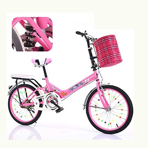 Folding Bike : ZHANGY Folding Bicycle Women'S Light Work Adult Adult Ultra Light Variable Speed Portable Adult 16 / 20 Inch r City Caravan Bike, Pink, 16