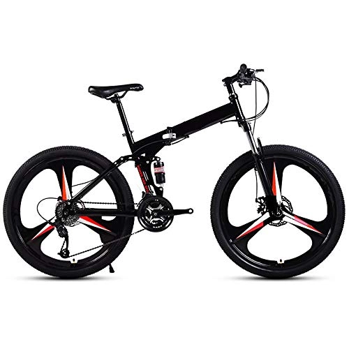 Folding Bike : ZhanMazwj Folding Mountain Bike Bicycle Adult 26 Inch Male and Female Students 24 Speed Variable Speed Double Shock Absorption Cross Country Bike