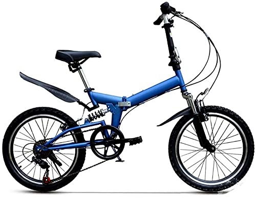 Folding Bike : ZHAOJ Lightweight Folding Bike, Portable Foldable Bicycle, 20-Inch Wheels, with Featuring Front and Rear Fenders and 6-Speed Drivetrain for City Riding Commuting and Walking to Work Bike Suspension