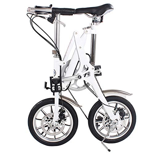 Folding Bike : ZHAORLL Aluminum Alloy 14 Inch Folding Bicycle Mini Adult Male And Female Shifting Seconds Folding Bicycle D70*H95CM, White, 14Inchwheel