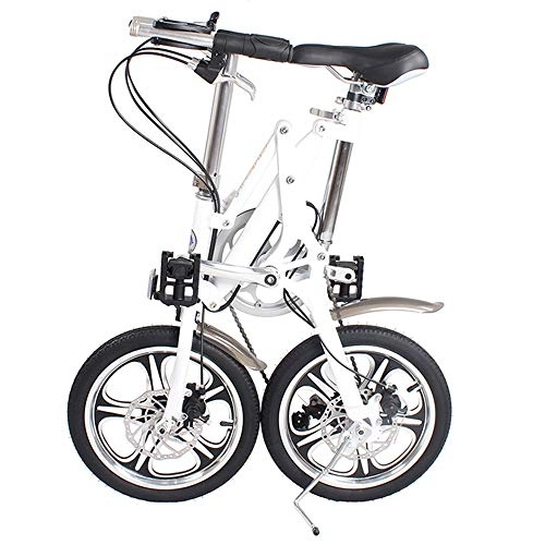 Folding Bike : ZHAORLL Aluminum Alloy 16 Inch Folding Bicycle Mini Adult Male And Female Shifting Seconds Folding Bicycle D81*H99CM, White, 16Inchwheel