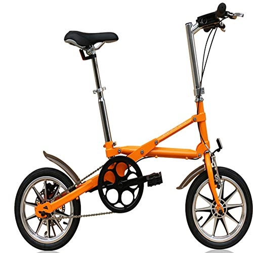 Folding Bike : ZHAORLL Portable 14 Inch One Second Folding Bicycle Rear Wheel Disc Brake D76*H94CM Variety Of Colors, Orange
