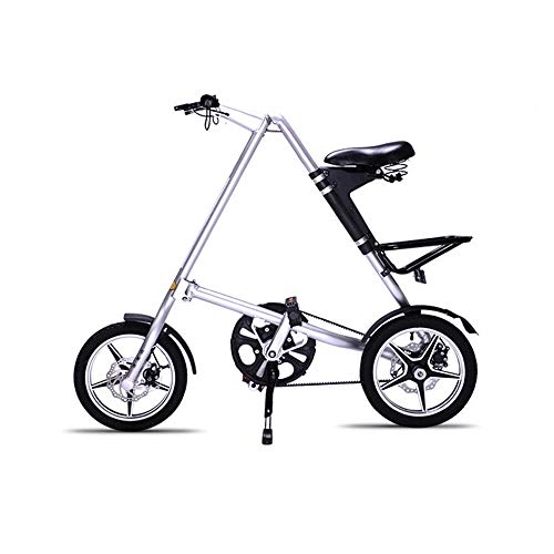 Folding Bike : ZHAORLL Ultralight Portable Folding Bicycle Aluminum Bicycle 14 Inch / 16 Inch Front And Rear Disc Brakes Men And Women Folding Bicycle, White, 14Inches