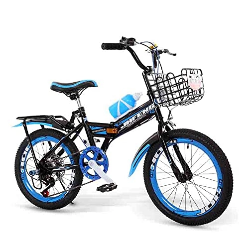 Folding Bike : ZHCSYL Unisex Folding Bike With 150 Cm Body, 22-inch Wheels, 7 Speeds, Light Weight, Easy To Fold And Shock Absorption, Very Suitable For Urban And Rural Travel, Multi-color(Color:White blue)