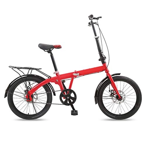 Folding Bike : ZHEDYI 16in / 20in Folding Bike, Women's Bicycles Boys and Girls Single Speed Leisure Travel Bicycle, Suitable for Students and Work Travel，bicycle Seats for Comfort (Color : 20inch-Red)