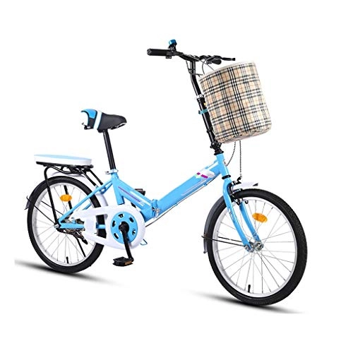 Folding Bike : ZHEDYI 16in Single Speed Folding Bicycle, Light and Portable Women's Bicycles, Adult Bike, Mini Wheel Bicycle Suitable for Women, Men, Teenagers，Bike Basket，Bicycle Seats for Comfort (Color : Blue)