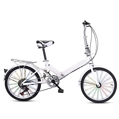 Folding Bike : ZHEDYI 20in Bikes For Women Folding Damping Bike, Ultra-light Portable Variable Speed Adult Bicycle, Student Small Wheeled Boys Bike，mens Bicycle Kids Bikes (Color : White, Size : 20in)
