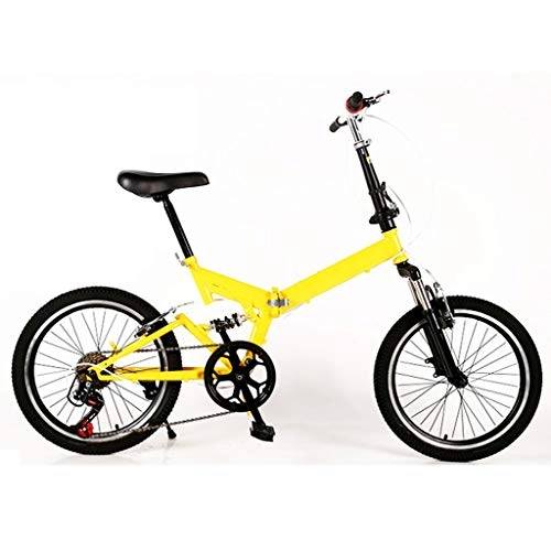Folding Bike : ZHEDYI 20in Six-speed Front and Rear Shock-absorbing Folding Bike, High-carbon Steel Bracket 13KG Bicycle, Lightweight Bikes Can Bear 120KG, Used for Kids, Students, Youth, Women, Men