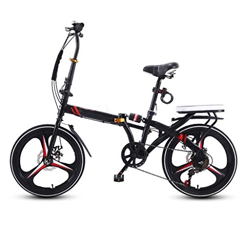 Folding Bike : ZHEDYI 20in7-speed Folding Bike Bicycle, Women's Ultra-light Portable Bicycles, Adult Small Wheel Mini Bikes, Ergonomic Bicycle Seats for Comfort, Thickened Rear Seat, High Carbon Steel Frame