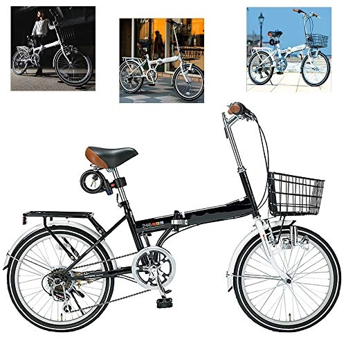 Folding Bike : ZHIPENG 6-Speed Shift Bike 20-Inch Folding Bikes City Commuter Bike, Light And Portable, Easy To Fold, Six-Speed Shift, Convenient Travel, Black