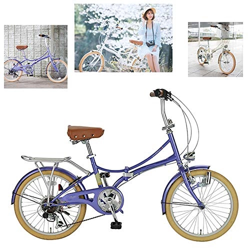 Folding Bike : ZHIPENG 6-Speed Shift Bike Stylish Folding Bikes 20-Inch City Commuter Bike, Stylish Design, High-Carbon Steel Materials, 6-Speed Shift System, Convenient Travel, Blue