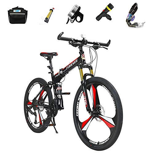 Folding Bike : ZHIPENG Folding Bicycle 26-Inch Off-Road Mountain Bikes 27-Speed Variable Speed Bicycle, Compact Folding, Can Be Placed in The Trunk, Black