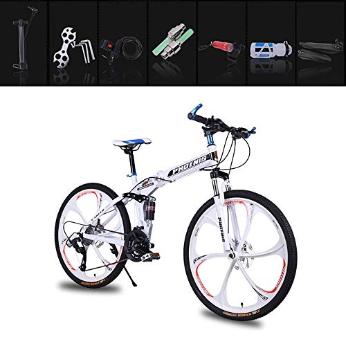 Folding Bike : ZHIPENG Folding Mountain Bike 26-Inch Adult Bikes Variable Speed Bike, Quick Folding in Eight Seconds, Easy To Carry, Small Footprint, White