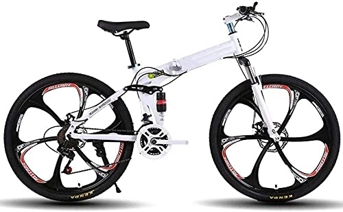 Folding Bike : ZHLFDC Outdoor Sports 26-inch Foldable Mountain Bike, Adult Bicycle Road Bike 21 Gear Stick Accelerator (with 6 Cutter Wheels) Outdoor Bicycle Road Bike (Color : Multi-colored)