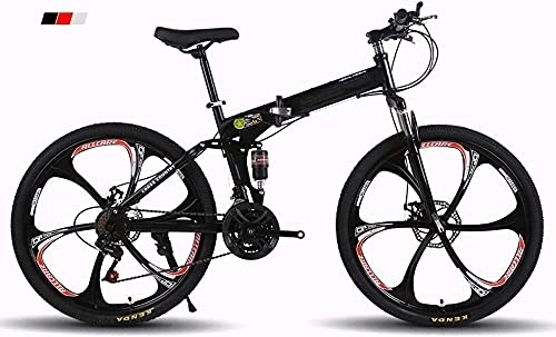 Folding Bike : ZHLFDC Outdoor Sports Foldable Mountain Bike 26 Inches, Adult Bicycle Mountain Bike 21 Gear Lever Accelerator, With 6 Cutter Wheels, Outdoor Bicycle Road Bike Suitable For 160-185cm Crowd