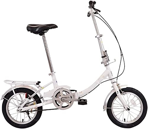 Folding Bike : ZHOUHONG Foldable Bicycle 14 Inch Lightweight Alloy Folding Bicycle City Commuter Variable Speed Bike, With Colorful Wheel, City Compact Urban Commuters White
