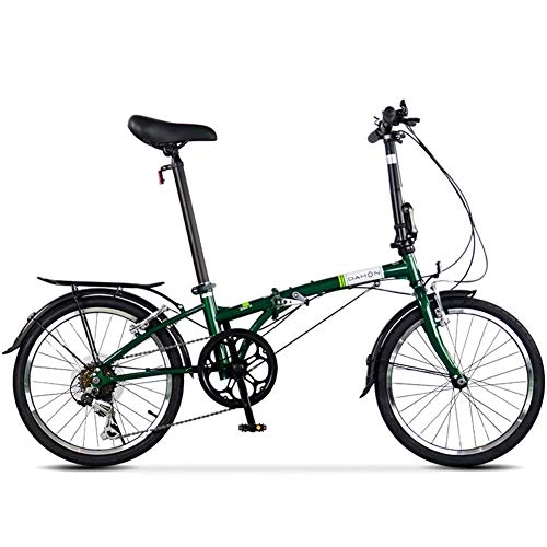 Folding Bike : ZHTY 20" Folding Bike, Adults 6 Speed Light Weight Folding Bicycle, Lightweight Portable, High-carbon Steel Frame, Folding City Bike with Rear Carry Rack Mountain Bikes