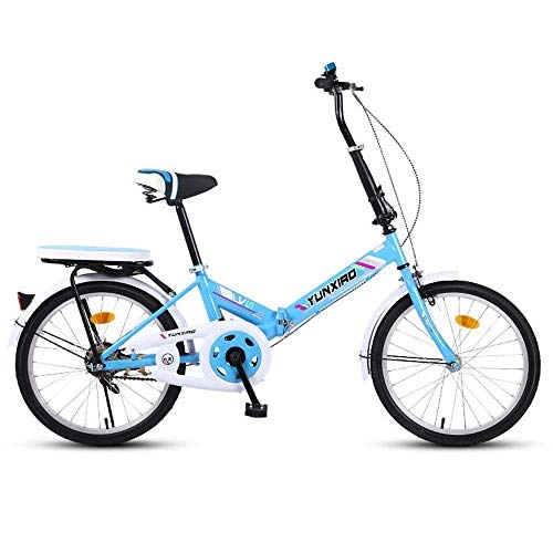 Folding Bike : Zixin Folding Bicycle 16 / 20 Inch Men And Women Models Lightweight Folding Bike Bicycle Adult Mini Speed Car Double Disc Brake Folding Bicycle (Color : Blue, Size : 20 inches)