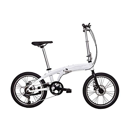 Folding Bike : Zixin Folding Bike for Ladies and Men, 20 Inch Foldable Bicycle, Folding Bike for Adults Suitable for Men Women Maximum Load 110Kg (Color : White, Size : 20 inches)