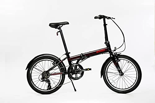 Folding Bike : Zizzo Via 20” Folding Bike-Lightweight Aluminum Frame Genuine Shimano 7-Speed 26lb (Black)