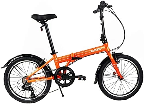 Folding Bike : Zizzo Via 20” Folding Bike-Lightweight Aluminum Frame Genuine Shimano 7-Speed 26lb (Metallic Orange)