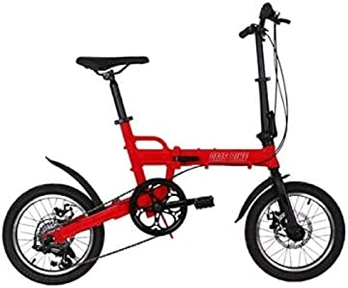Folding Bike : ZLNY Bicycle Folding Bicycle Aluminum Alloy Ultra Light Folding Bicycle 16 Inch Speed Folding Bicycle, Red, Excellent2