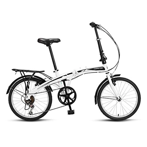 Folding Bike : Zlw-shop Folding bike Foldable Bicycle, Light and Portable Bicycle for Students, Variable Speed Bicycle ，Adult Folding Bikes(20 Inches) Adult folding bicycle (Color : White)