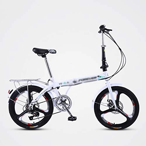 Folding Bike : Zlw-shop Folding bike Foldable Bicycle Ultra Light Portable Variable Speed Small Wheel Bicycle -20 Inch Wheels Adult folding bicycle (Color : White)