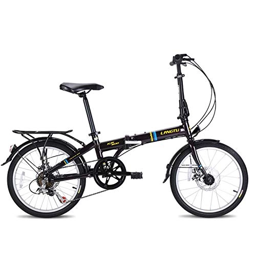 Folding Bike : ZLXLX Aluminum Alloy Bicycle 20 inch Folding Bicycle Double Disc Brake for Adults Can Travel Around The City or Near You, Perfect for Commuting, Cycling in The Park, Outdoor Etc / Black