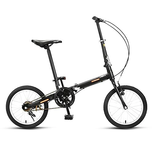 Folding Bike : ZLXLX Foldable Bicycle Adult Men and Women Ultra Light Portable Primary School Students 16 inch You Will Feel Free on The Go / Black / 16 inches
