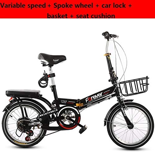 Folding Bike : ZLXLX Folding Bicycle 16 / 20 inch Ultra Light Portable Speed Change Male and Female Students Adult Lightweight Bicycle Folding Bicycle, Suitable for Commuting, Traveling, Shopping, Sports, Etc.