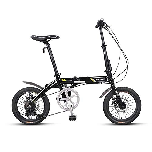 Folding Bike : ZLXLX Folding Bicycle Adult Men and Women Ultralight Portable Aluminum Alloy Mini Bike Foldable Design, Easy to Carry / Black and White / 16 inches